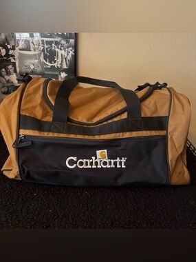 Carhartt Brown and Black Canvas Duffel Bag with Logo